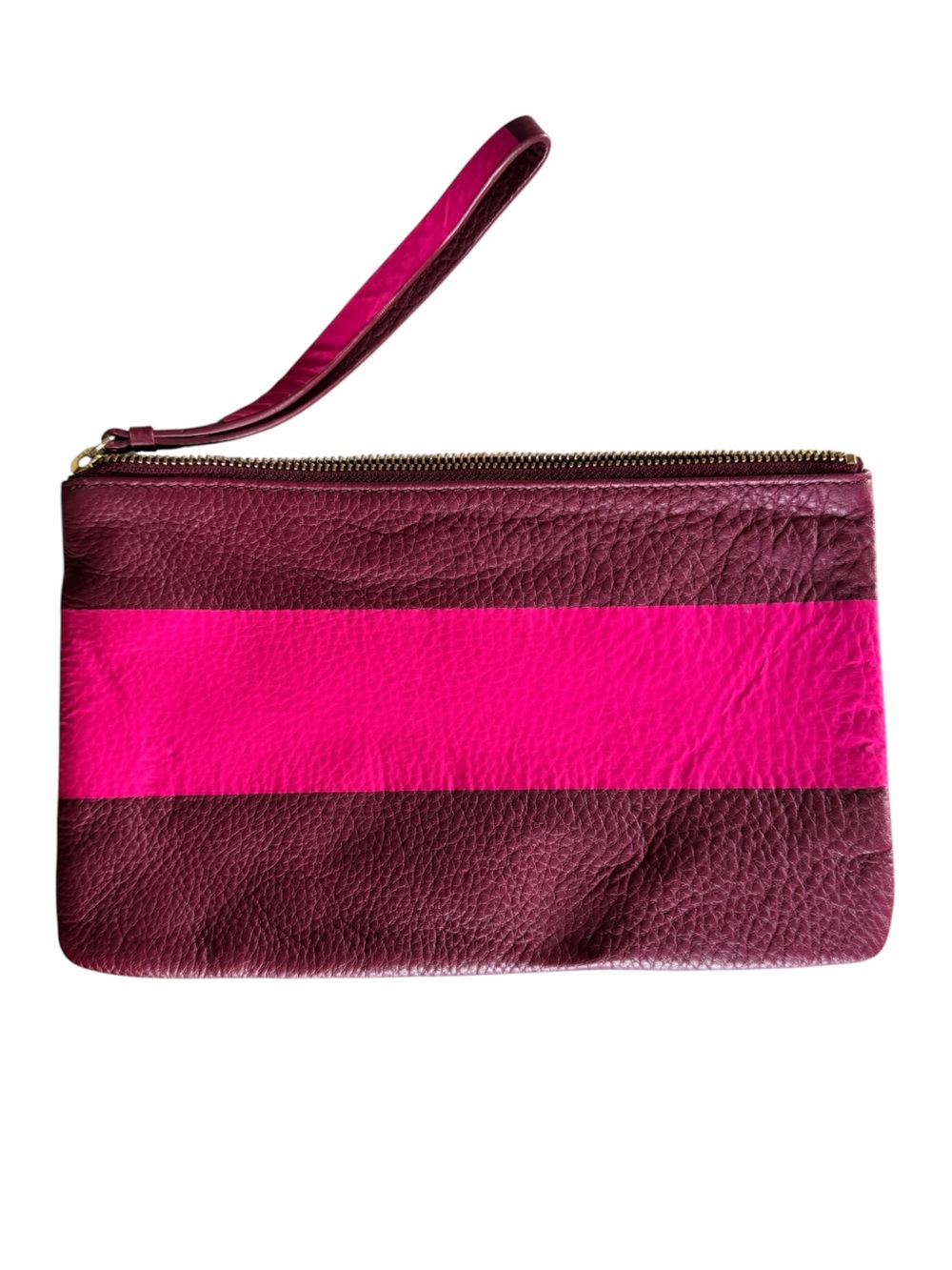 Gap Colorblock Leather Wristlet Clutch - Magenta & Wine